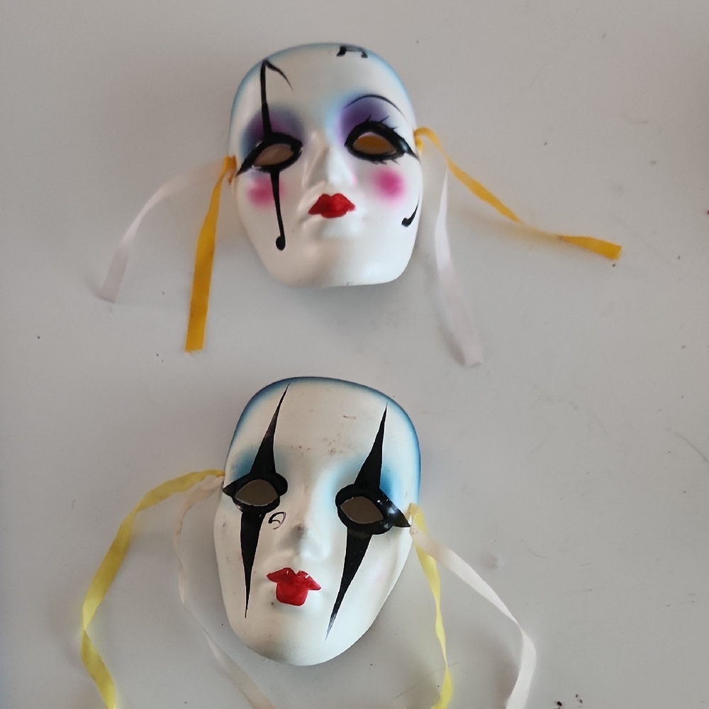 Decorative Mask Set with Red and Blue Accents